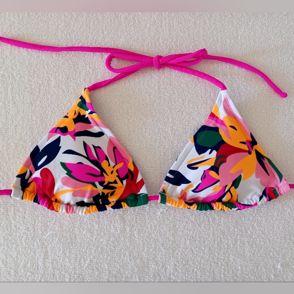 VENUS Tropical Floral Print Triangle Bikini Top, size S